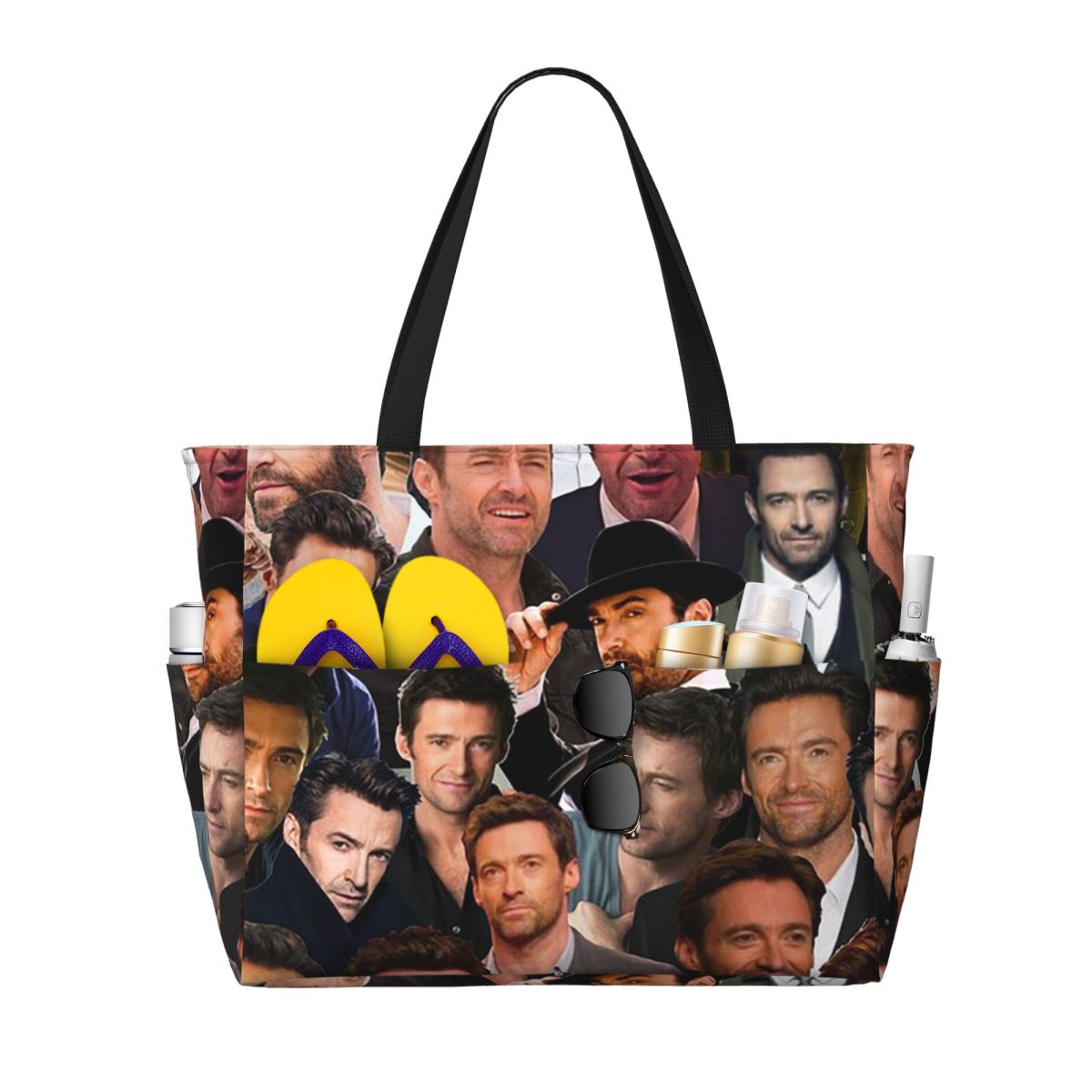Yoga Fitness Gym Photos - Hugh Jackman Photo Collage Beach Tote