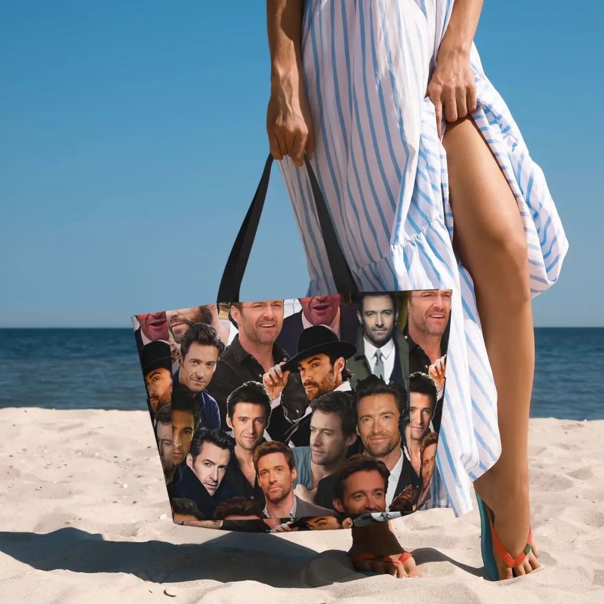 Yoga Fitness Gym Photos - Hugh Jackman Photo Collage Beach Tote