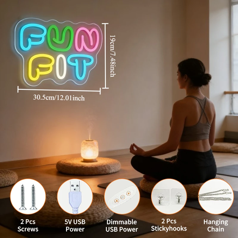 Fun Fit Neon Sign LED Cartoon  - đánh giá và giá Yoga Fitness Rooms