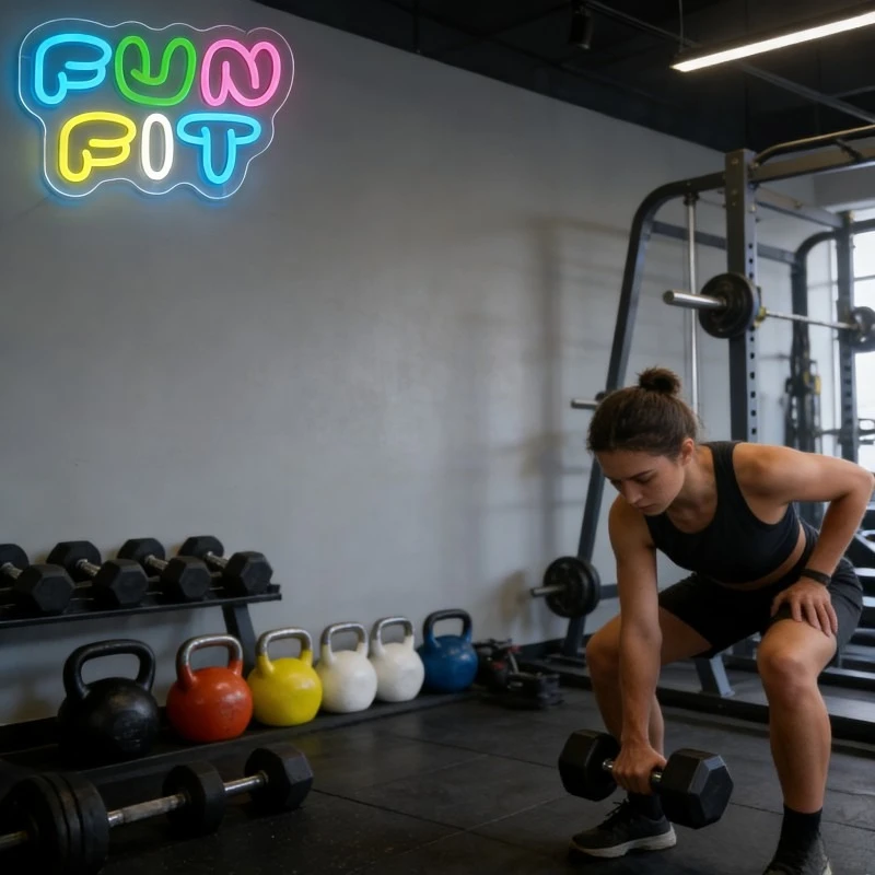 Fun Fit Neon Sign LED Cartoon  - đánh giá và giá Yoga Fitness Rooms