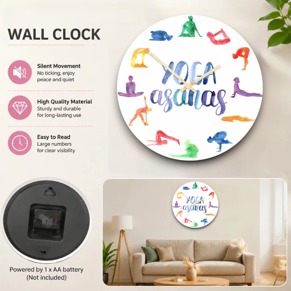 Watercolor Yoga Asanas Wall Cl - đánh giá và giá Yoga Fitness Watch