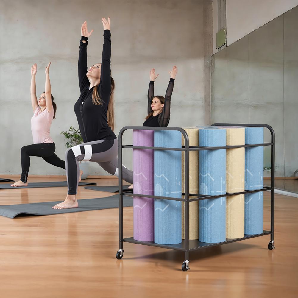 Yoga Mat Storage Rack with Whe - đánh giá và giá Yoga Fitness Rooms
