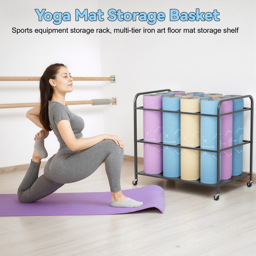Yoga Mat Storage Rack with Whe - đánh giá và giá Yoga Fitness Rooms