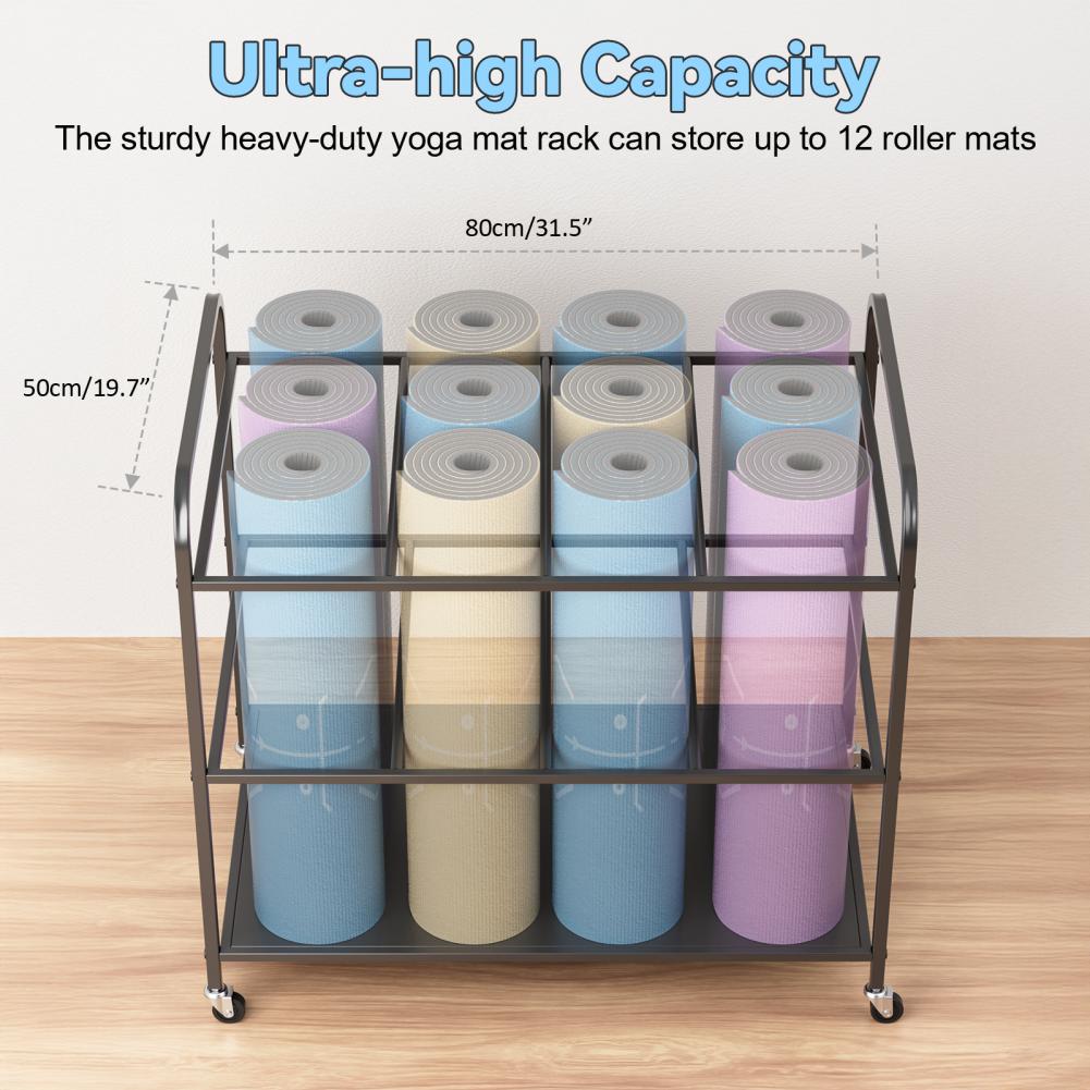 Yoga Mat Storage Rack with Whe - đánh giá và giá Yoga Fitness Rooms
