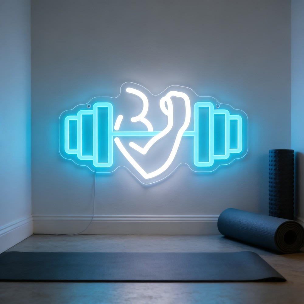Bicep Dumbbell Neon Sign LED W - đánh giá và giá Yoga Fitness Rooms