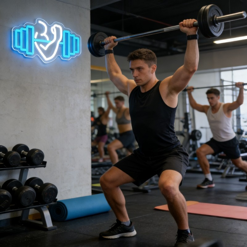 Bicep Dumbbell Neon Sign LED W - đánh giá và giá Yoga Fitness Rooms