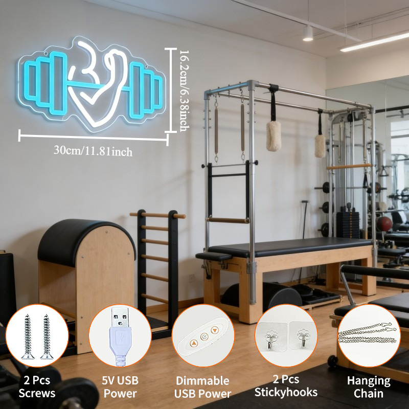Bicep Dumbbell Neon Sign LED W - đánh giá và giá Yoga Fitness Rooms